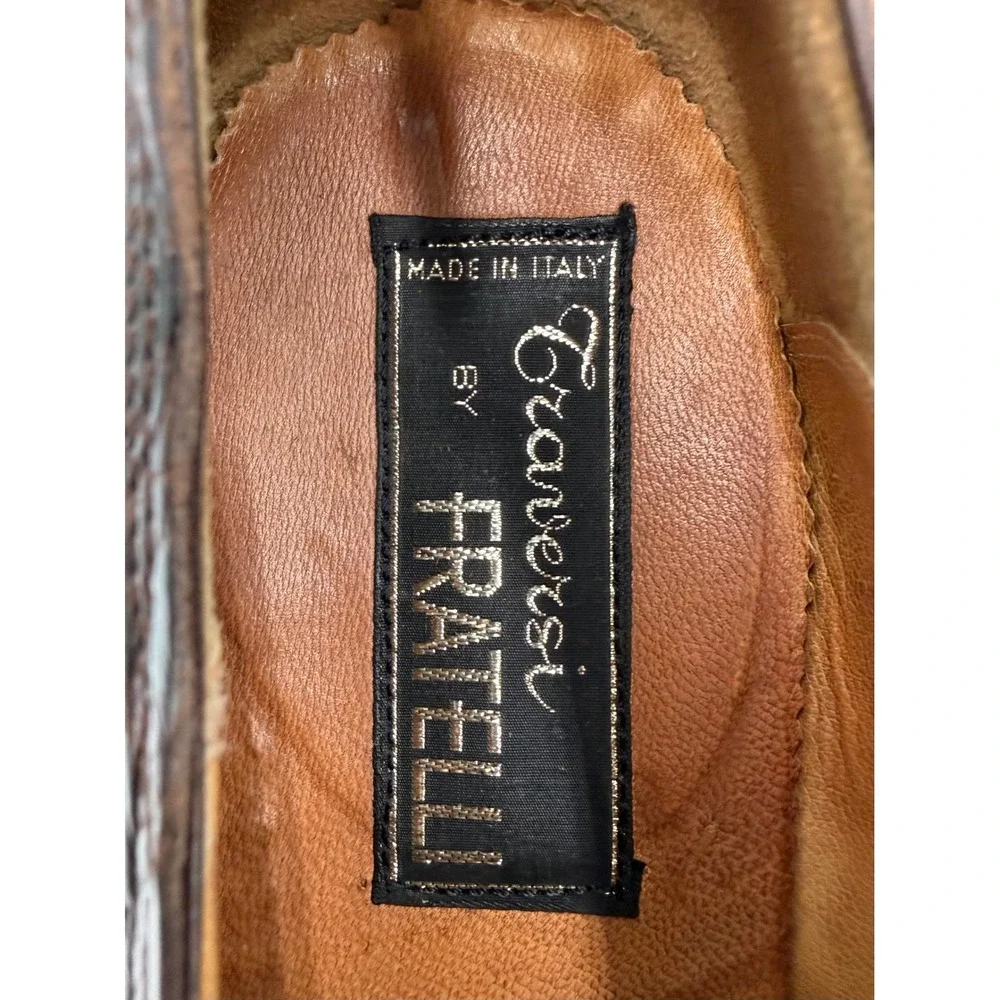 Traversi‎ by Fratelli Brown Alligator Crocodile Leather Oxfords Mens 8 D Italy
